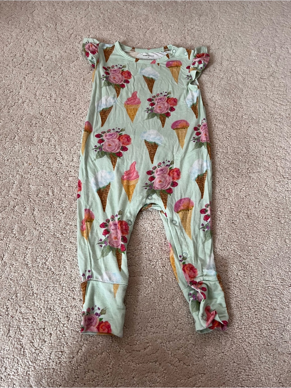 Posh Peanut Sophia Ice Cream Floral Ruffled Jumpsuit Size 2T